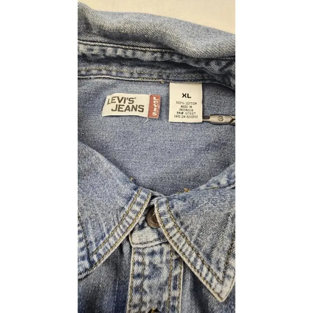 Levis Mens Shirt XLarge Blue Denim Western Vintage Field‎ Work Overshirt Buttons